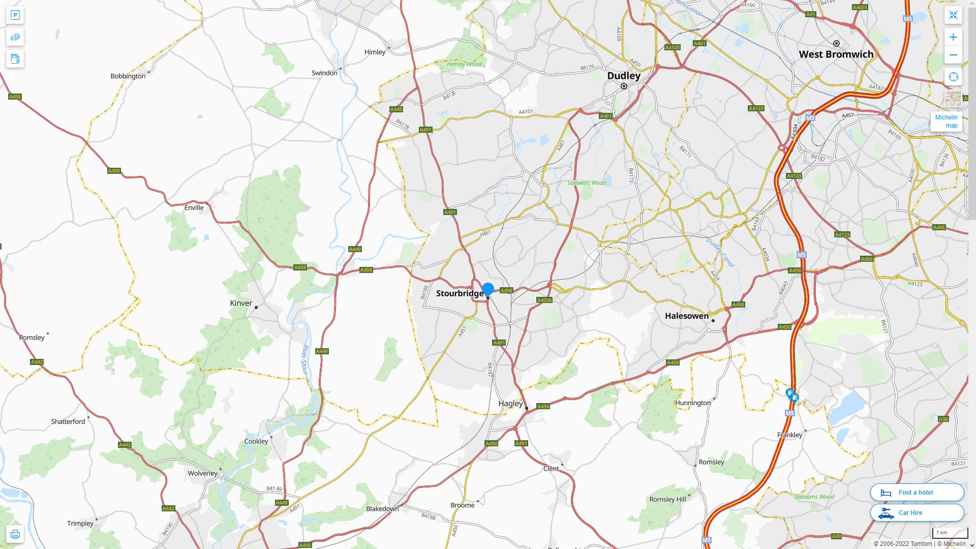 Stourbridge Royaume Uni Autoroute et carte routiere
